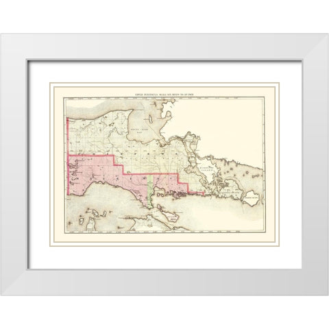 Mackinac Michigan - Walling 1873 White Modern Wood Framed Art Print with Double Matting by Walling