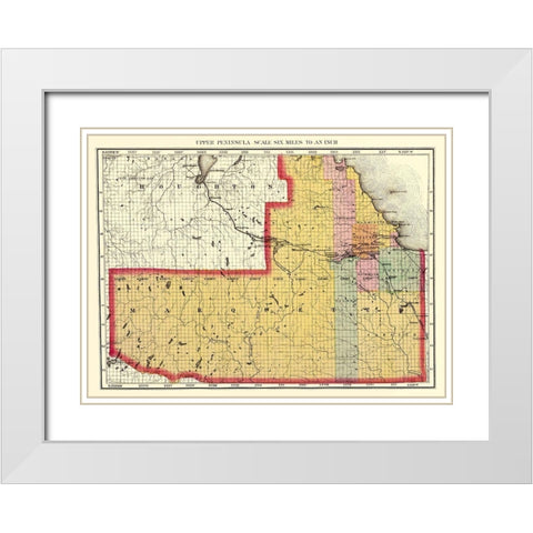 Marquette Michigan - Walling 1873 White Modern Wood Framed Art Print with Double Matting by Walling