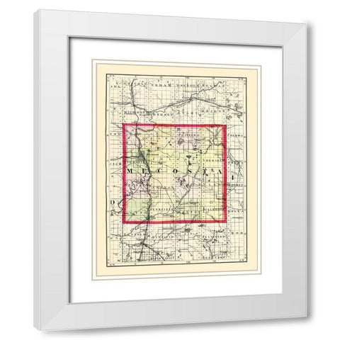 Mecosta Michigan - Walling 1873 White Modern Wood Framed Art Print with Double Matting by Walling