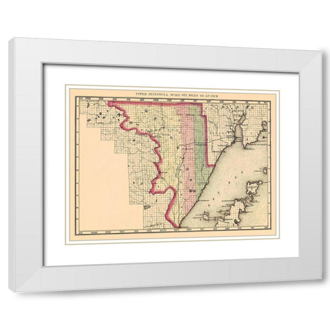 Menominee Michigan - Walling 1873 White Modern Wood Framed Art Print with Double Matting by Walling