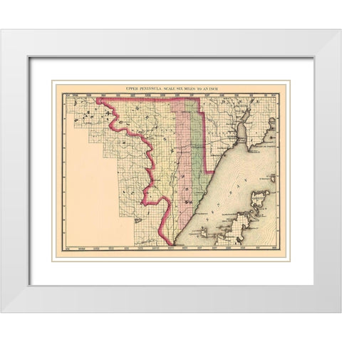 Menominee Michigan - Walling 1873 White Modern Wood Framed Art Print with Double Matting by Walling