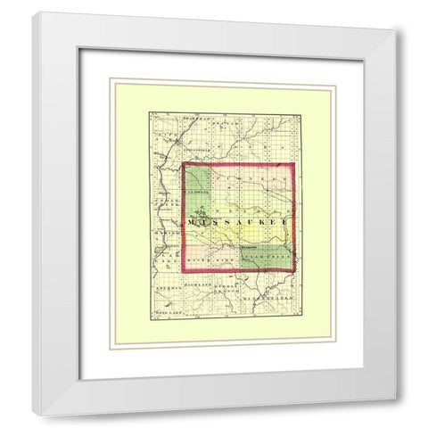 Missaukee Michigan - Walling 1873 White Modern Wood Framed Art Print with Double Matting by Walling