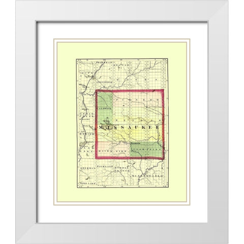 Missaukee Michigan - Walling 1873 White Modern Wood Framed Art Print with Double Matting by Walling