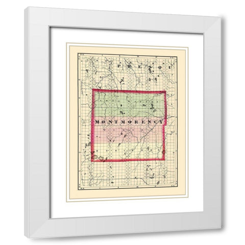 Montmorency Michigan - Walling 1873 White Modern Wood Framed Art Print with Double Matting by Walling