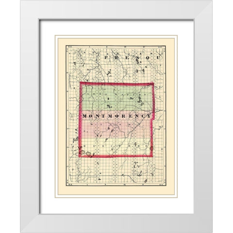 Montmorency Michigan - Walling 1873 White Modern Wood Framed Art Print with Double Matting by Walling