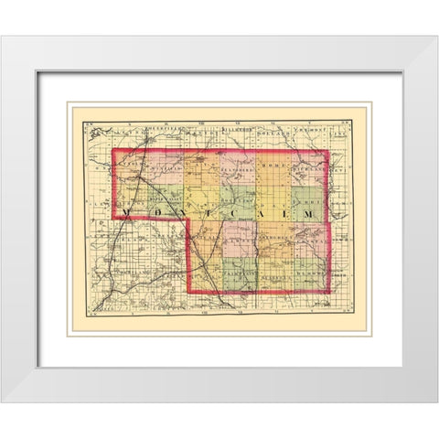 Montcalm Michigan - Walling 1873 White Modern Wood Framed Art Print with Double Matting by Walling