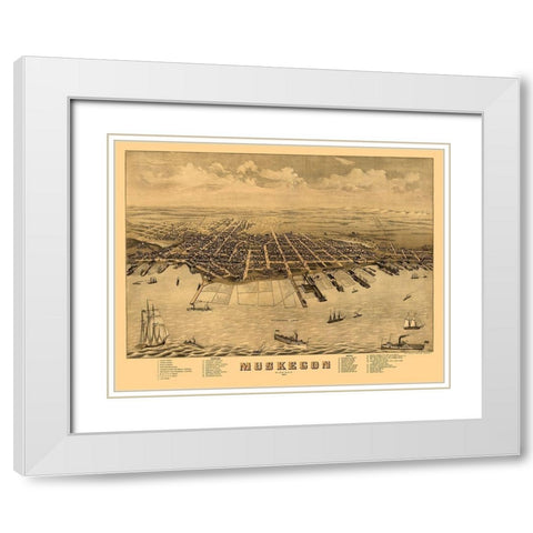 Muskegon Michigan - Ruger 1874  White Modern Wood Framed Art Print with Double Matting by Ruger