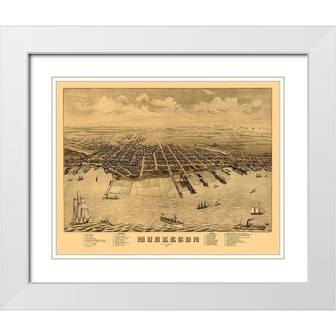 Muskegon Michigan - Ruger 1874  White Modern Wood Framed Art Print with Double Matting by Ruger