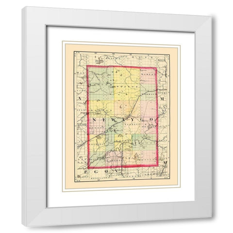 Newaygo Michigan - Walling 1873 White Modern Wood Framed Art Print with Double Matting by Walling