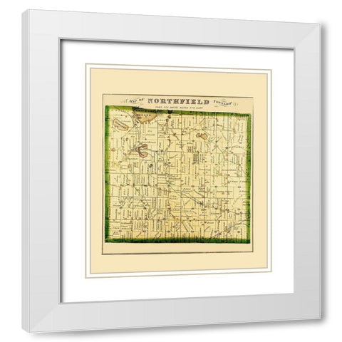 Northfield Michigan Landowner - Everts 1874 White Modern Wood Framed Art Print with Double Matting by Everts