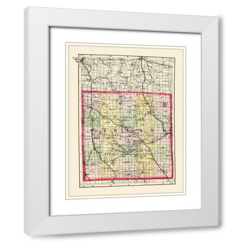 Oakland Michigan - Walling 1873 White Modern Wood Framed Art Print with Double Matting by Walling