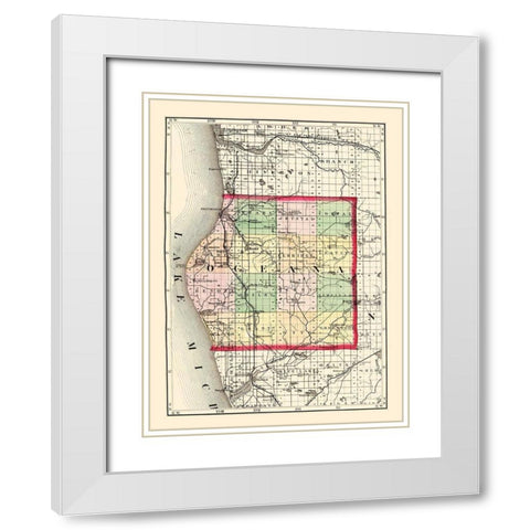 Oceana Michigan - Walling 1873 White Modern Wood Framed Art Print with Double Matting by Walling