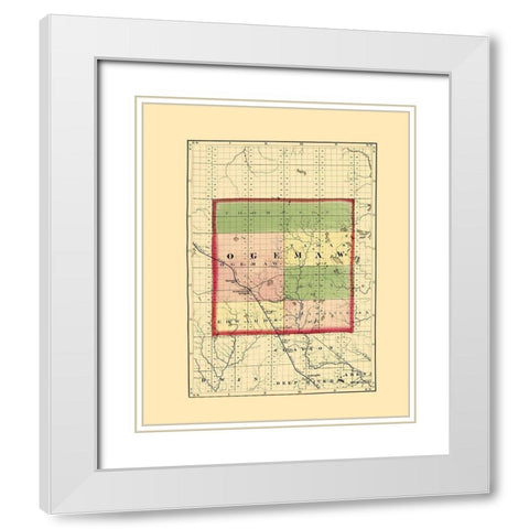 Ogemaw Michigan - Walling 1873 White Modern Wood Framed Art Print with Double Matting by Walling