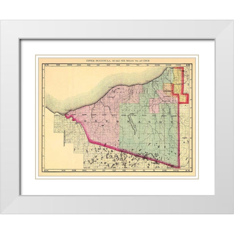 Ontonagon Michigan - Walling 1873 White Modern Wood Framed Art Print with Double Matting by Walling