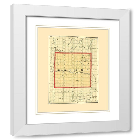 Oscoda Michigan - Walling 1873 White Modern Wood Framed Art Print with Double Matting by Walling