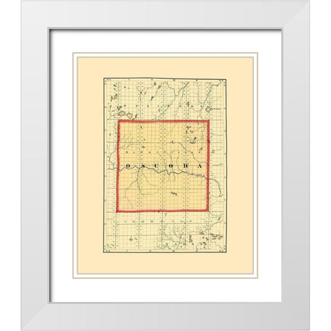 Oscoda Michigan - Walling 1873 White Modern Wood Framed Art Print with Double Matting by Walling