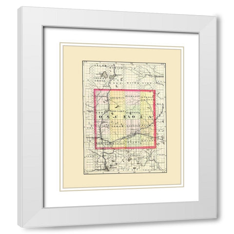 Osceola Michigan - Walling 1873 White Modern Wood Framed Art Print with Double Matting by Walling