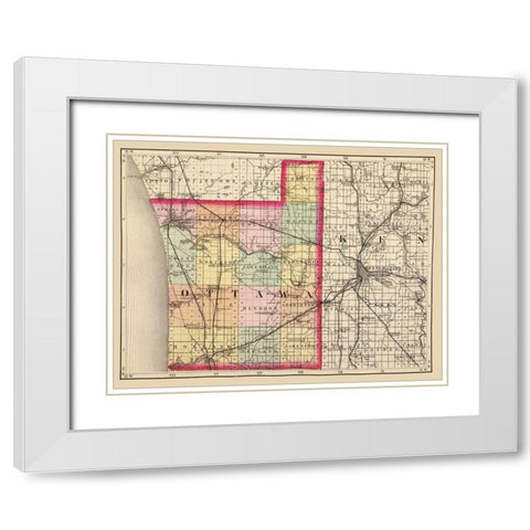 Ottawa Michigan - Walling 1873 White Modern Wood Framed Art Print with Double Matting by Walling