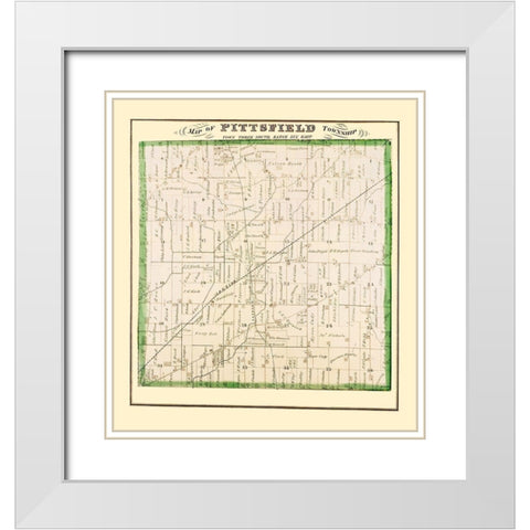 Pittsfield Michigan Landowner - Everts 1874 White Modern Wood Framed Art Print with Double Matting by Everts