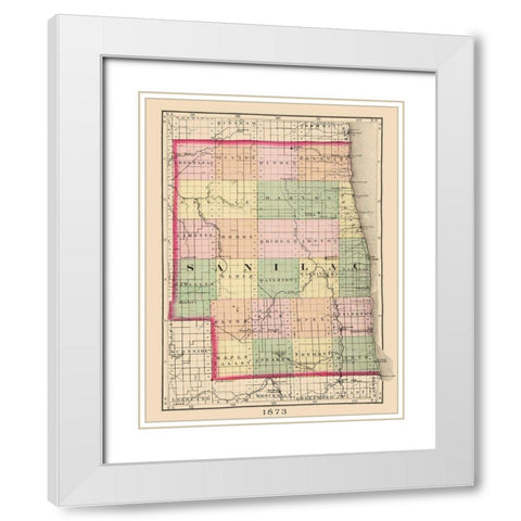 Sanilac Michigan - Walling 1873 White Modern Wood Framed Art Print with Double Matting by Walling