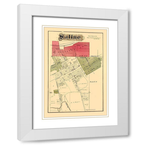 Saline Michigan Landowner - Krause 1874 White Modern Wood Framed Art Print with Double Matting by Krause