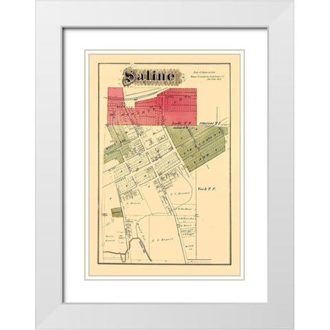 Saline Michigan Landowner - Krause 1874 White Modern Wood Framed Art Print with Double Matting by Krause