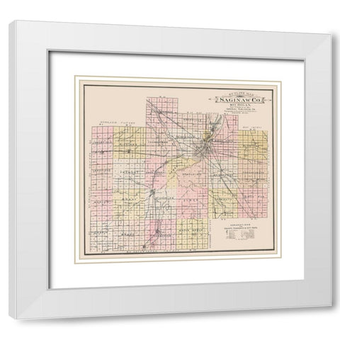 Saginaw Michigan - Imperial 1896 White Modern Wood Framed Art Print with Double Matting by Imperial