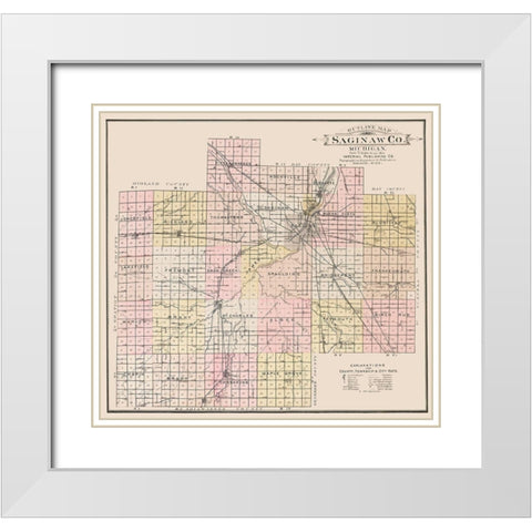 Saginaw Michigan - Imperial 1896 White Modern Wood Framed Art Print with Double Matting by Imperial