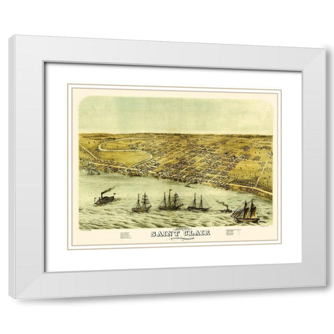 Saint Clair Michigan - Glover 1868 White Modern Wood Framed Art Print with Double Matting by Glover