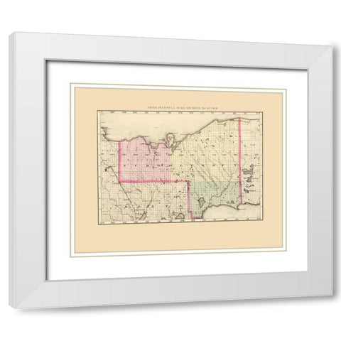 Schoolcraft Michigan - Walling 1873 White Modern Wood Framed Art Print with Double Matting by Walling
