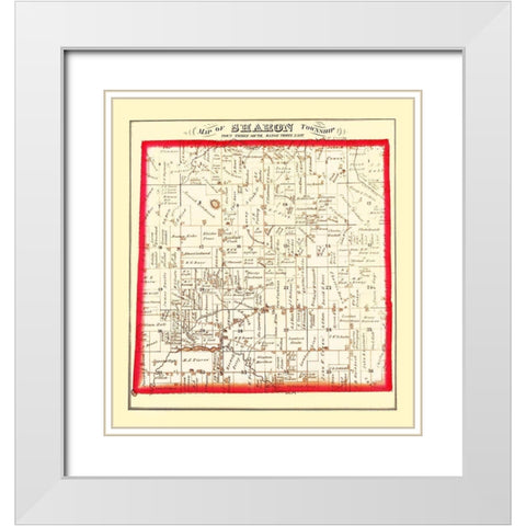 Sharon Michigan Landowner - Everts 1874 White Modern Wood Framed Art Print with Double Matting by Everts
