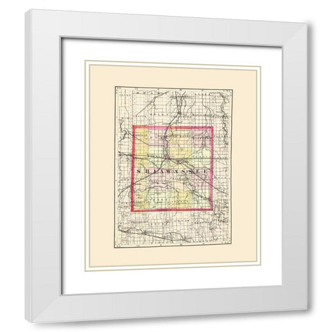 Shiawassee Michigan - Walling 1873 White Modern Wood Framed Art Print with Double Matting by Walling