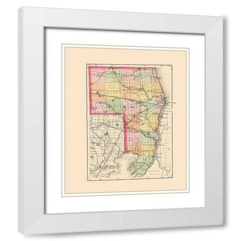 St Clair Michigan - Walling 1873 White Modern Wood Framed Art Print with Double Matting by Walling