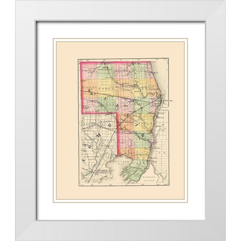 St Clair Michigan - Walling 1873 White Modern Wood Framed Art Print with Double Matting by Walling