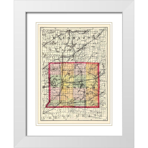 St Joseph Michigan - Walling 1873 White Modern Wood Framed Art Print with Double Matting by Walling