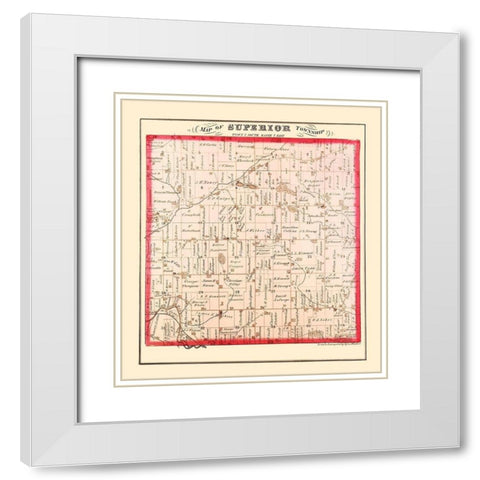 Superior Michigan Landowner - Wheelock 1874 White Modern Wood Framed Art Print with Double Matting by Wheelock