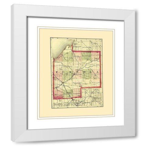 Tuscola Michigan - Walling 1873 White Modern Wood Framed Art Print with Double Matting by Walling