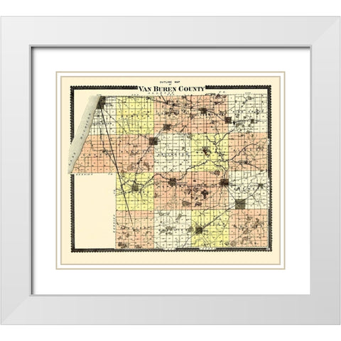 Van Buren Michigan - Goss 1895 White Modern Wood Framed Art Print with Double Matting by Goss