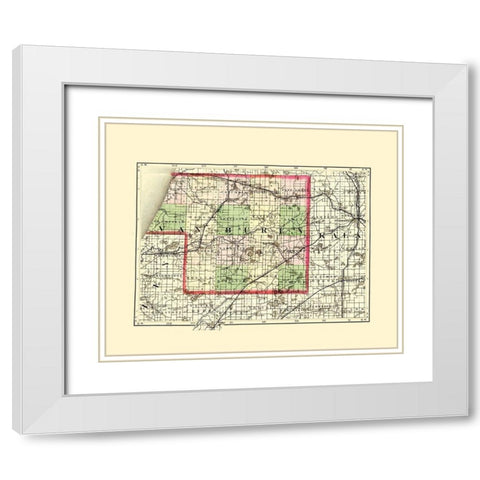 Van Buren Michigan - Walling 1873 White Modern Wood Framed Art Print with Double Matting by Walling