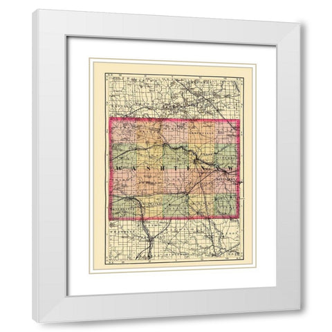 Washtenaw Michigan - Walling 1873 White Modern Wood Framed Art Print with Double Matting by Walling