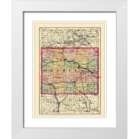 Washtenaw Michigan - Walling 1873 White Modern Wood Framed Art Print with Double Matting by Walling