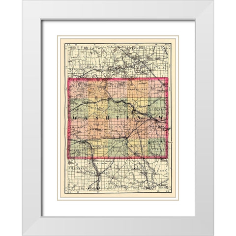 Washtenaw Michigan - Walling 1873 White Modern Wood Framed Art Print with Double Matting by Walling