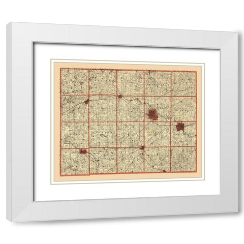 Washtenaw County Michigan - Dickson 1896  White Modern Wood Framed Art Print with Double Matting by Dickson