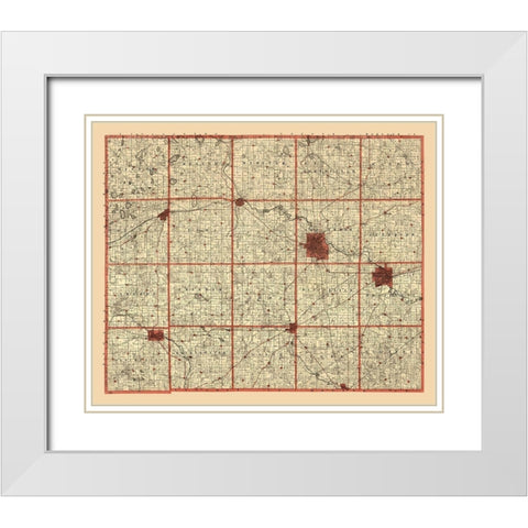 Washtenaw County Michigan - Dickson 1896  White Modern Wood Framed Art Print with Double Matting by Dickson