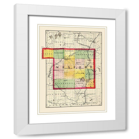 Wexford Michigan - Walling 1873 White Modern Wood Framed Art Print with Double Matting by Walling