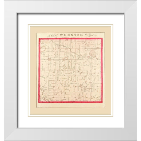 Webster Michigan Landowner - Everts 1874 White Modern Wood Framed Art Print with Double Matting by Everts