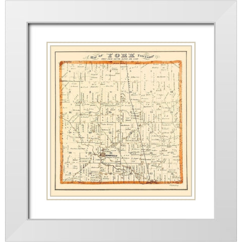 York Michigan Landowner - Everts 1874 White Modern Wood Framed Art Print with Double Matting by Everts