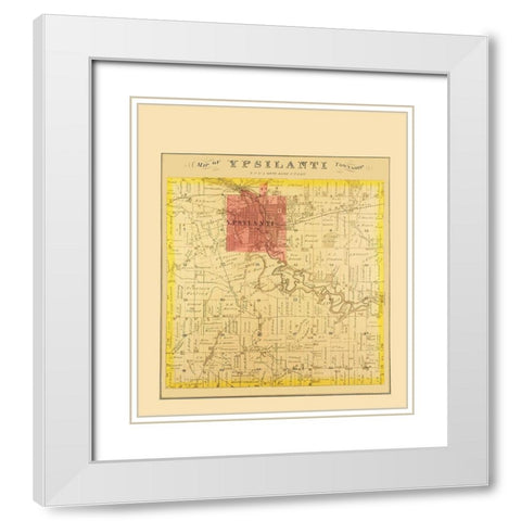 Ypsilanti Michigan Landowner - Everts 1874 White Modern Wood Framed Art Print with Double Matting by Everts