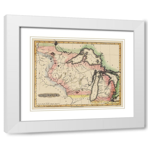 Michigan Territory - Lucas 1823 White Modern Wood Framed Art Print with Double Matting by Lucas