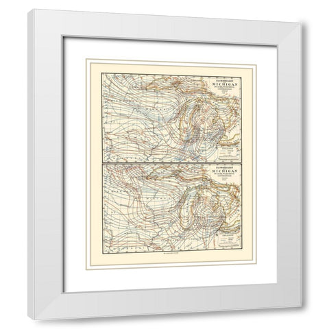 Michigan Climatology Summer to Winter White Modern Wood Framed Art Print with Double Matting by Tackabury